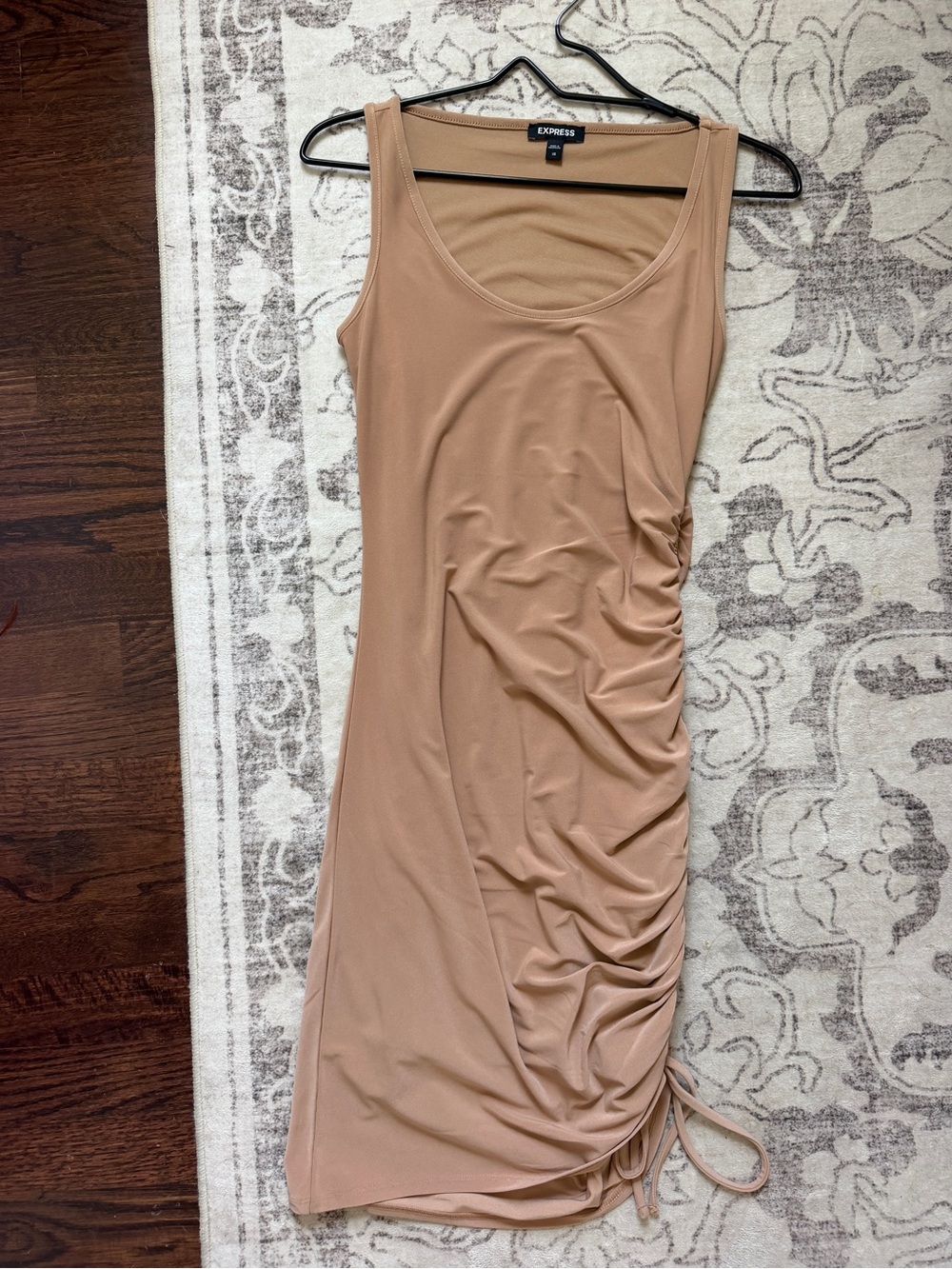 Express Nude Ruched Midi Tank Dress